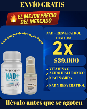 “Energía desde adentro con NAD+. 🌱 Cuidado y luminosidad por fuera con Lian B3. 💧 Tu mejor versión, todos los días.”