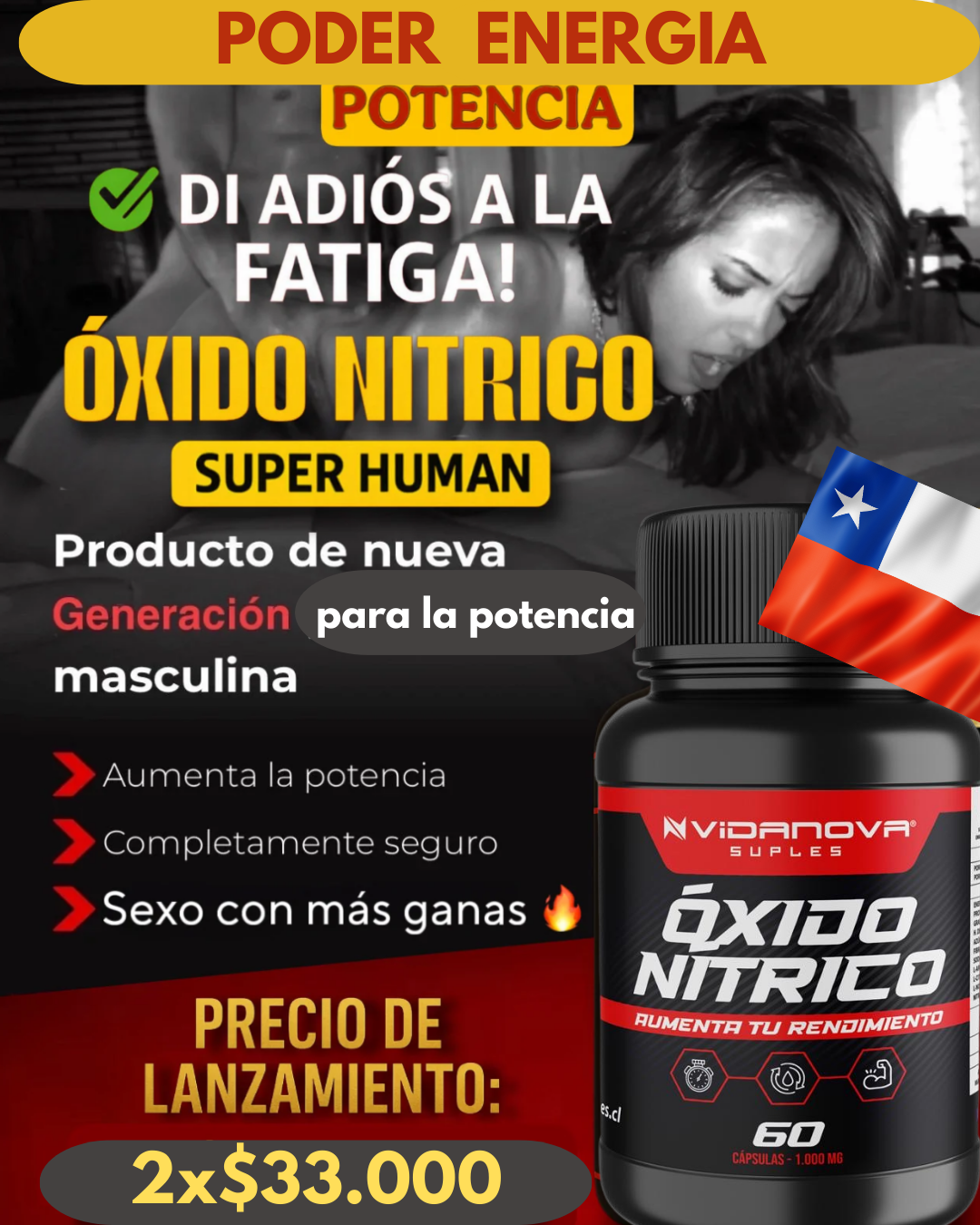 Óxido Nítrico™ 🔥Energía, Potencia y Rendimiento, fórmula Avanzada Natural (60 Cápsulas) 2X $33000